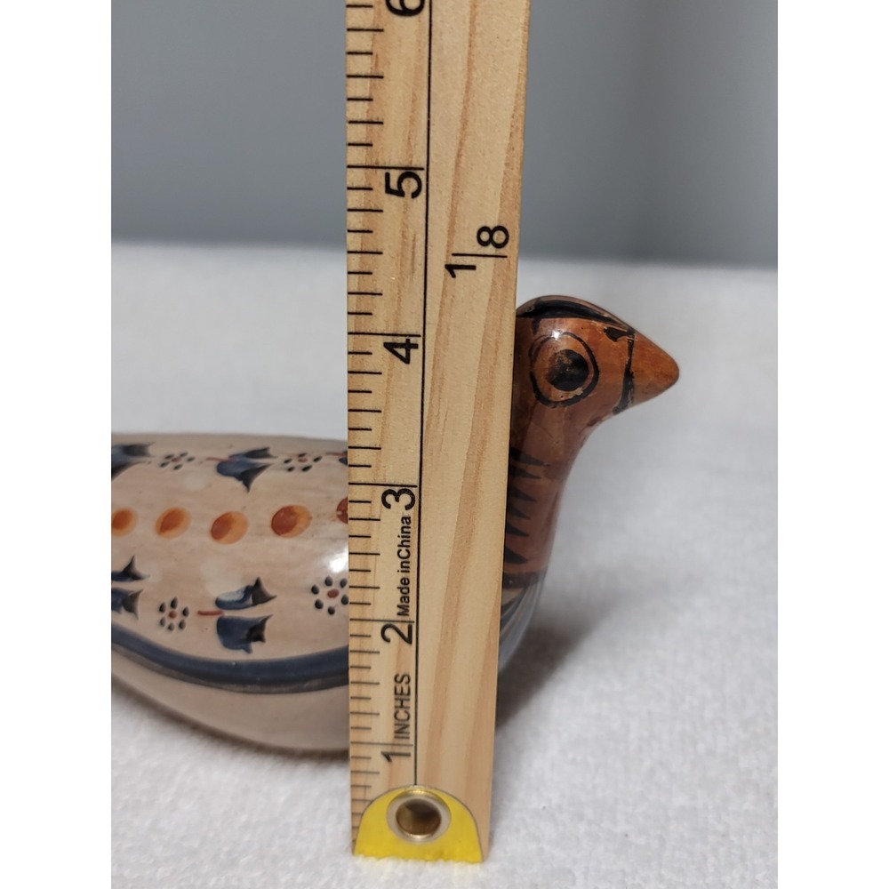 Tonala Pottery Bird Figurine Hand Painted Vintage Mexico Folk Art Ceramic Bird - Picture 7 of 7